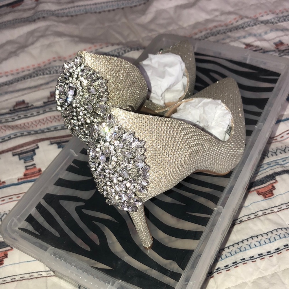 INC diamond studded pointy toe heels